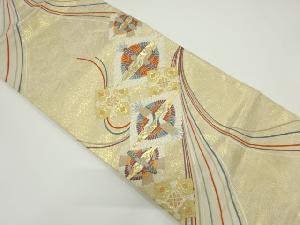 リサイクル　向かい鶴に華紋織り出し袋帯